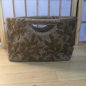 Woven beaded hand bag